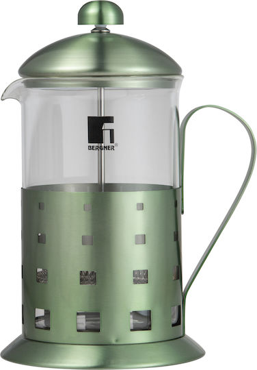 Bergner Manual Filter Coffee Maker French Coffee & Tea Plunger Glass Container 800ml Green Midnight Matt Bg-38316-gr