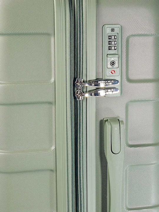 Beverly Hills Polo Club Large Hard Green Travel Suitcase Height 75cm