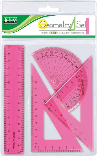 Set Transparent Plastic Stencils – 4 Pieces 15 Cm Ruler In A Hanging Bag