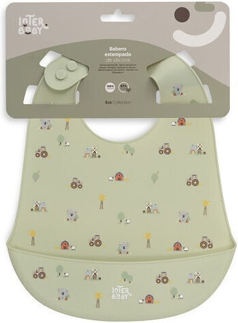 Interbaby Waterproof Silicone Baby Bib with Pocket Green