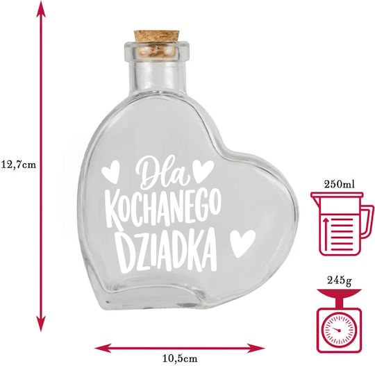 Γυάλινο Μπουκάλι Heart 250ml Δώρο Ημέρα Παππούδων Λικέρ Κρασί