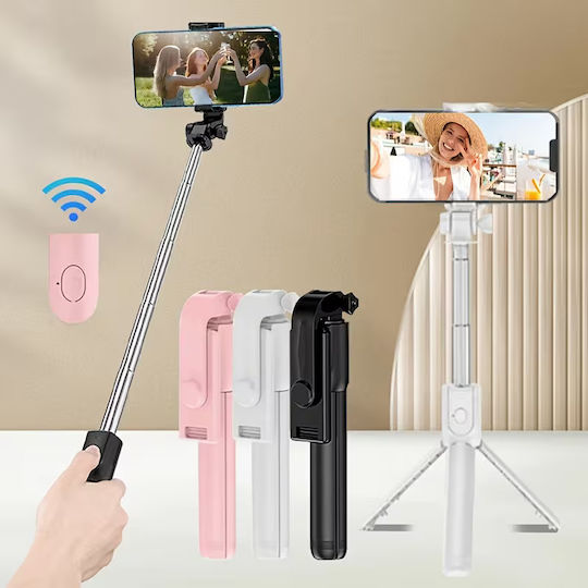 Teleskopischer Selfie-Stick 3-in-1 Handy-Stative Bluetooth-Fernbedienung Drehung 360° Schwarz