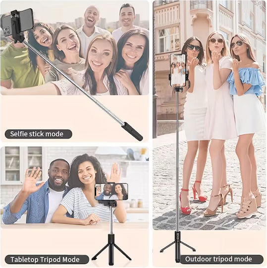 Selfie Stick Telescopic 3 1 Tripod Telecomandă Bluetooth Rotație 360° Alb