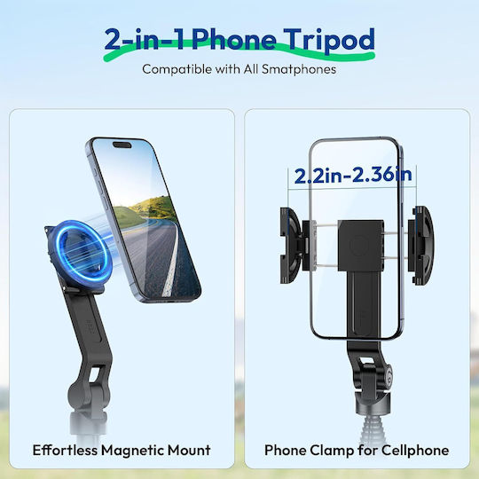 Selfie Stick Tripod 1.44m Magsafe Magnet Phone Smartphone + Remote Tt88 Black