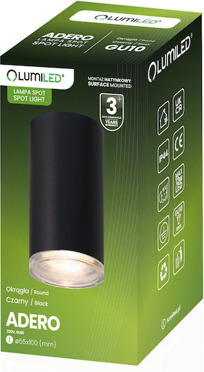 Φωτιστικό Οροφής Led Σποτ Σωλήνας Gu10 Ip44 Adero Μαύρο Lumiled