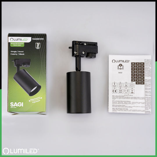 Track Spotlight GU10 Black Sagi Lamp Single-Phase Tracks Lumiled