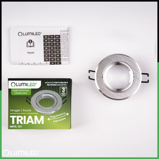 Decken- und Wandleuchte Halogen Einbauspot Rund Beweglich Gu10 Mr16 Silber Triam Lumiled