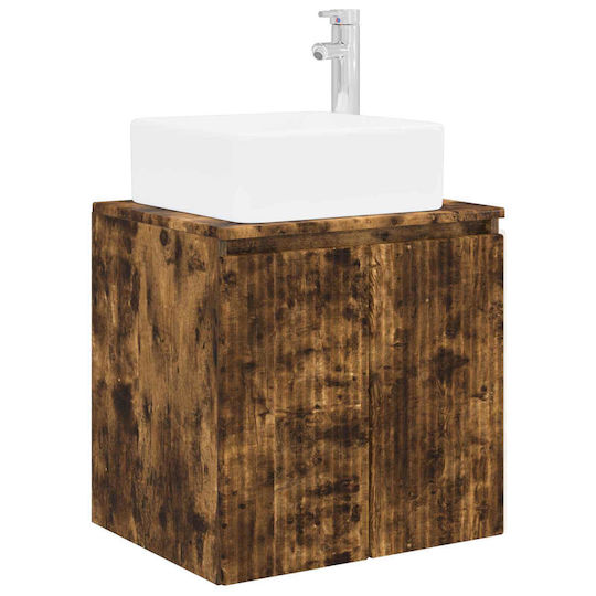 vidaXL Badezimmer Waschtisch-Einheit M53xB35xH63cm Rauchholz Eiche