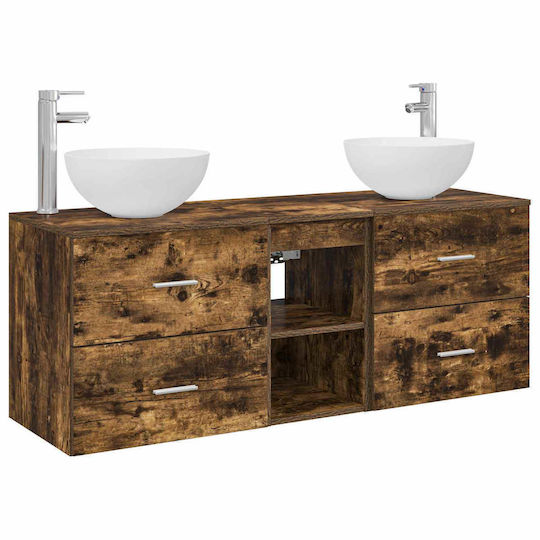 vidaXL Badezimmer Waschtisch-Einheit M49.5xB35xH63cm mit Rauchholz