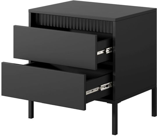 Нощно Шкафче Дървено с Метални Крака Сиво 53.5x56.2x39.5cm