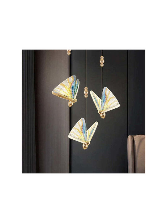 Led Luxury Chandelier 3 Golden Butterflies