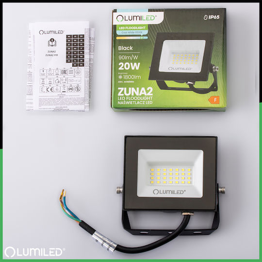 LED Flood Light Zuna2 20W 1800Lm 6500K IP65 Black Phosphorized
