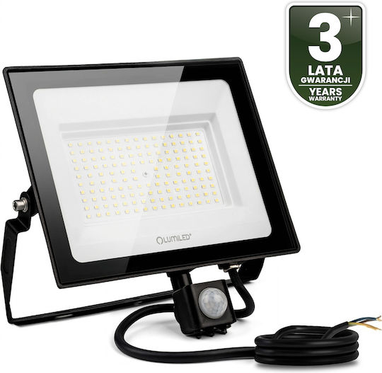 LED Flutlichter Zuna2 100W 9000lm 4000K Ip44 Schwarzer Bewegungssensor Lumiled