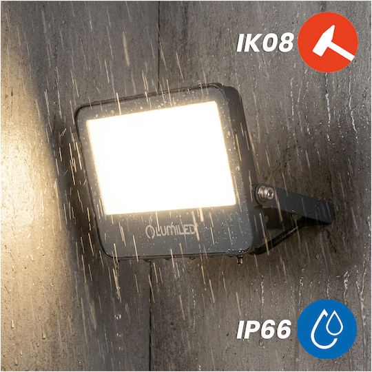 LED Flood Light Trinox 50W 5500lm CCT IP66 Grey Lumiled