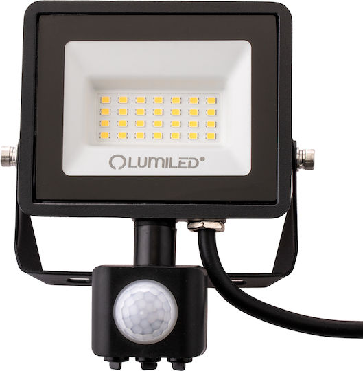 LED Flutlichter Zuna2 20W 1800lm 4000K Ip44 Schwarzer Bewegungssensor Lumiled