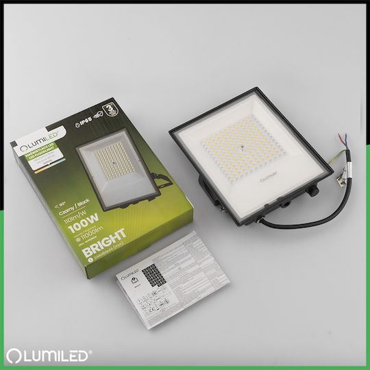 Φωτεινός Προβολέας Led Εξωτερικού Χώρου 100w 11000lm 4000k Αδιάβροχος Ip65 Lumiled