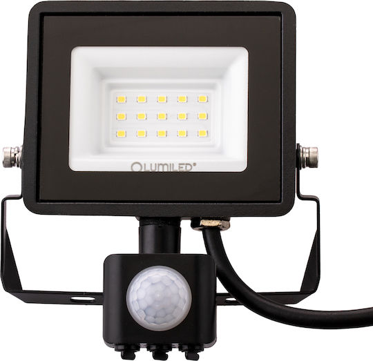 LED Flood Light Zuna2 10W 900Lm 4000K IP44 Black Motion Sensor Lumiled