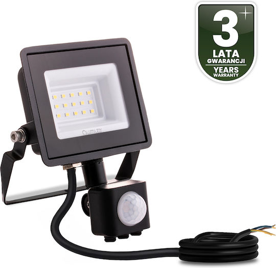 LED Flood Light Zuna2 10W 900Lm 4000K IP44 Black Motion Sensor Lumiled