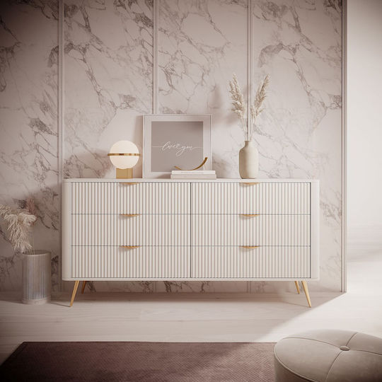 LH Home Furniture Σετ Schlafzimmermöbel-Länge 160x200cm Μπεζ 4 Stück
