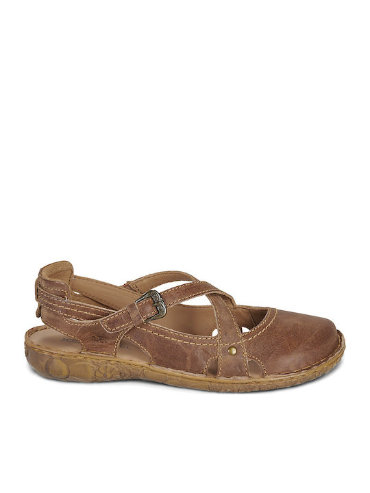 Damen Flache Sandalen Braun