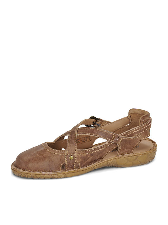Damen Flache Sandalen Braun