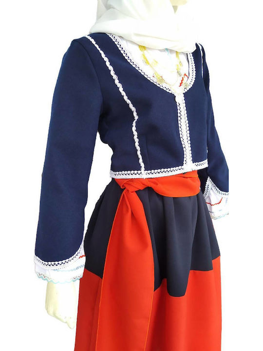Traditional Costume Peloponnese with Scarf with Shirt with 3 Rows Necklace with 45 Coins