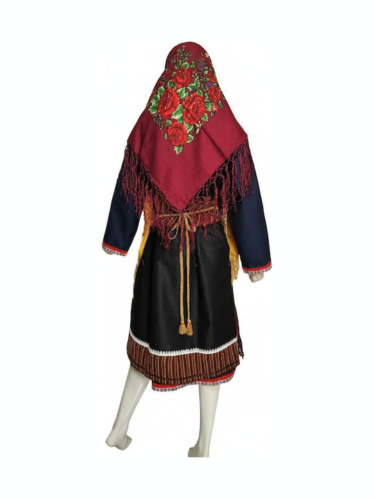 Traditional Thracian Woman Costume with Scarf with 3 Rows Necklace