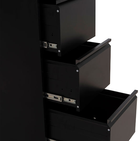 Büroaufbewahrungsschublade Sider Metallisch Schwarz 45,5x62x103,5cm