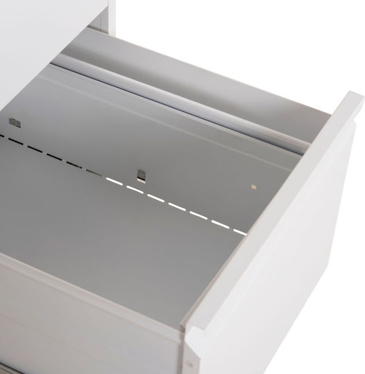 Office Storage Drawer Sider Metal with Lock White 45.6x62x134cm