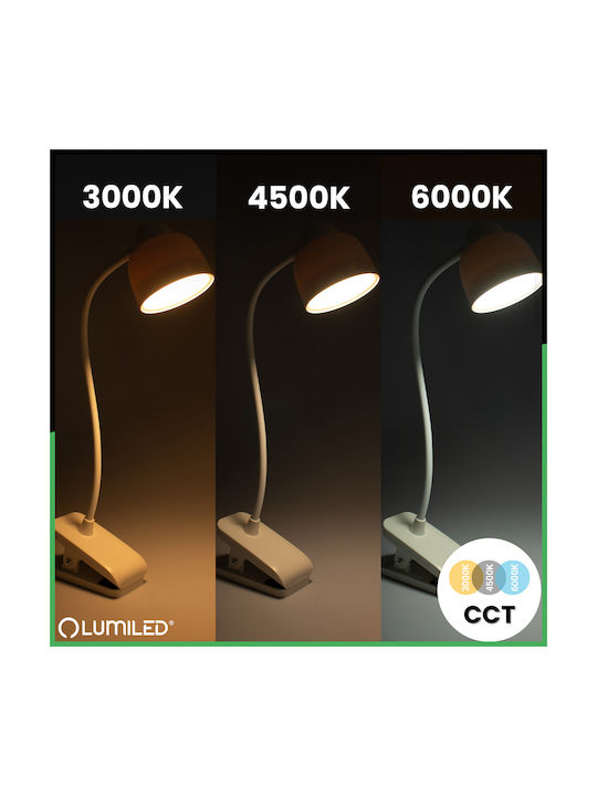 Επιτραπέζιο Φωτιστικό Tesa 2 5w Cct Led Τραπέζια Σχεδίασης Σχολείου Λευκό Lumiled