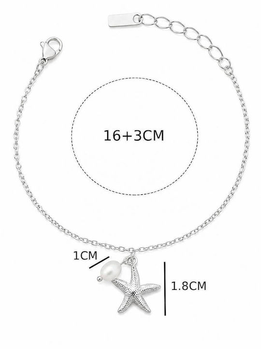 Women's Steel Bracelet with Pearls 16cm
