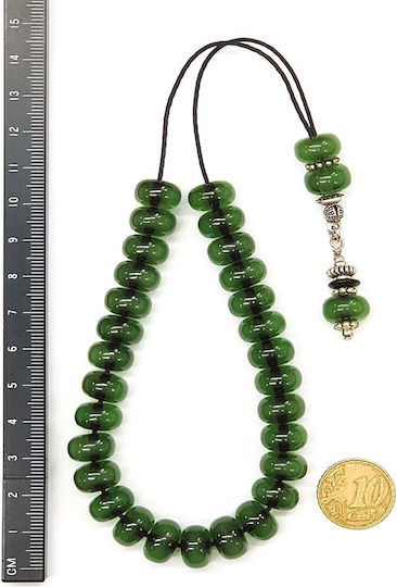 Roloi Komboloi Worry Beads with 29 Beads Made of Resin Length 26cm Green