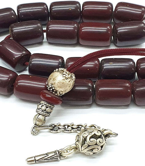 Roloi Komboloi Worry Beads with 21 Beads Made of Resin Length 30cm Burgundy