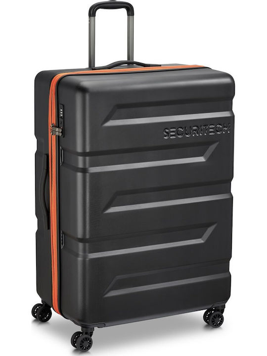 Securitech by Delsey Valiză de călătorie mare rigidă Black înălțime 81 cm