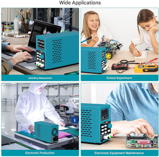 Kiprim Dc620s Programmable Laboratory Power Supply Adjustable Dc Source 0-60v 0-20a Max 400w Usb Interface Usb Stick Software Included Digital Display Ovp Ocp Protection Workshop Testing Electronics Black
