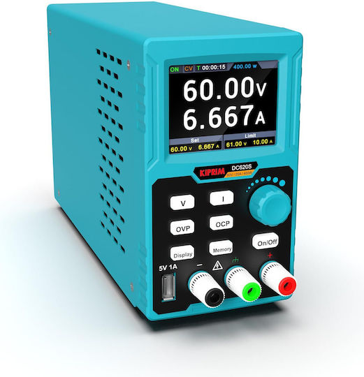 Kiprim Dc620s Programmable Laboratory Power Supply Adjustable Dc Source 0-60v 0-20a Max 400w Usb Interface Usb Stick Software Included Digital Display Ovp Ocp Protection Workshop Testing Electronics Black