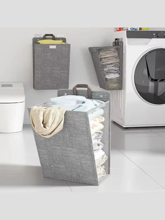 Coș de rufe din material pliabil cu capac 55x55x39cm Gri
