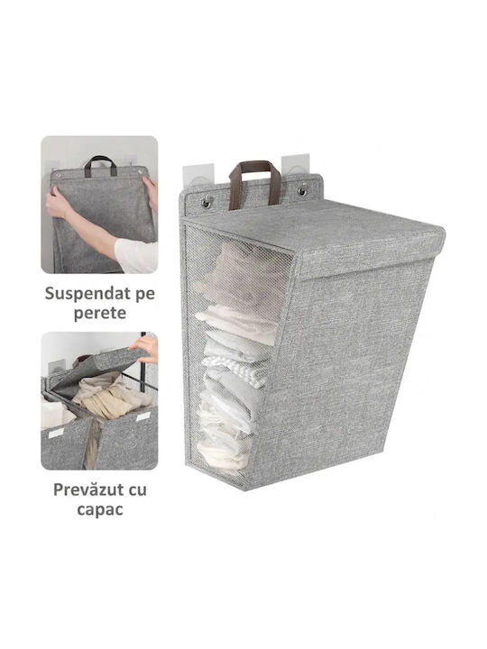 Coș de rufe din material pliabil cu capac 55x55x39cm Gri