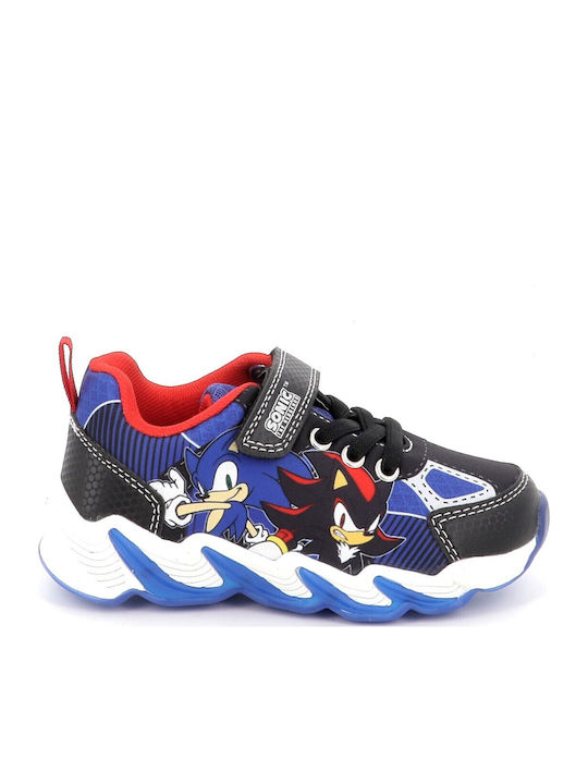 Kids Sneakers with Hoop & Loop Closure and Lights Black
