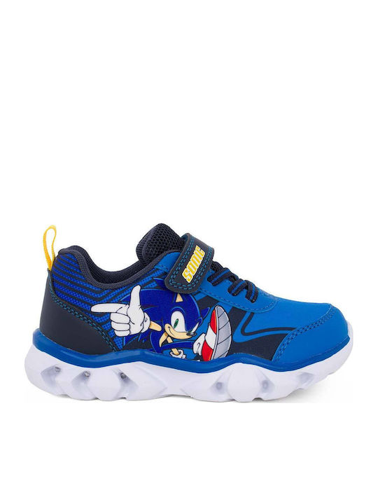 Kids Sneakers with Hoop & Loop Closure and Lights Blue