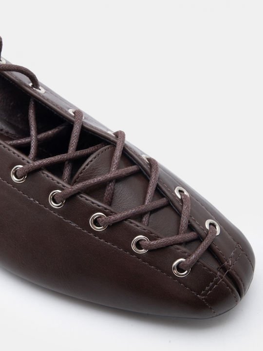 Women's Pointed Toe Ballerina Shoes In Brown Colour