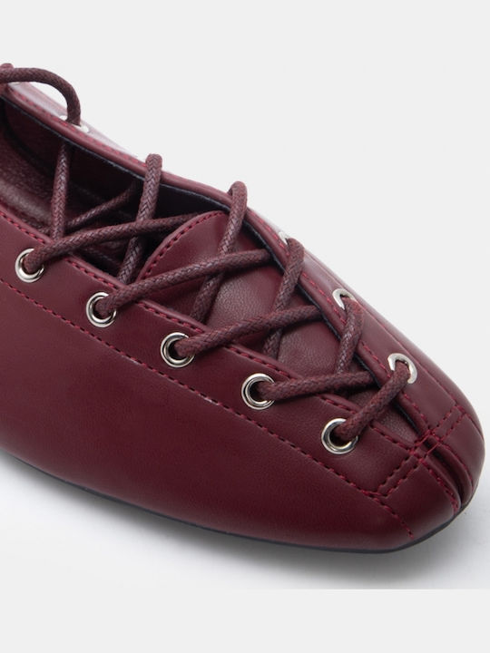 Damen Ballerinas Spitz zulaufend in Burgundisch Farbe