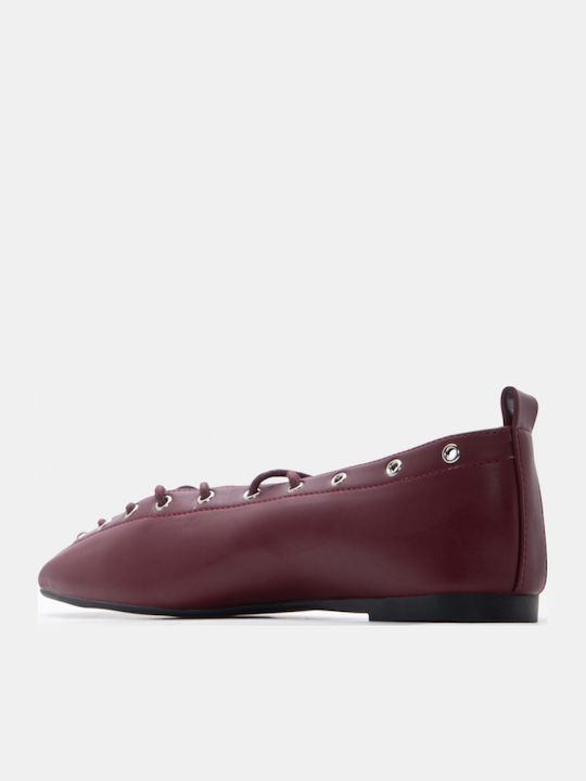 Damen Ballerinas Spitz zulaufend in Burgundisch Farbe
