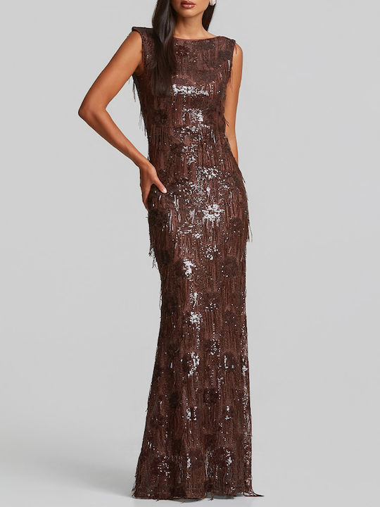 Summer Maxi Evening Shirt Dress Drape Brown