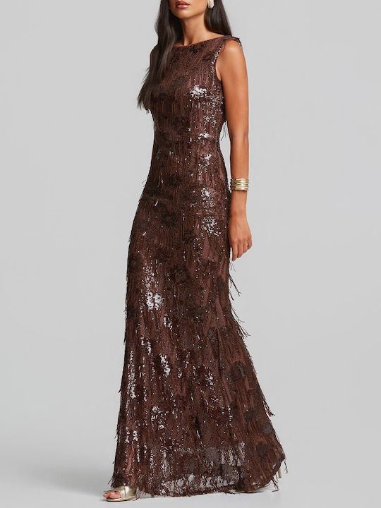 Summer Maxi Evening Shirt Dress Drape Brown
