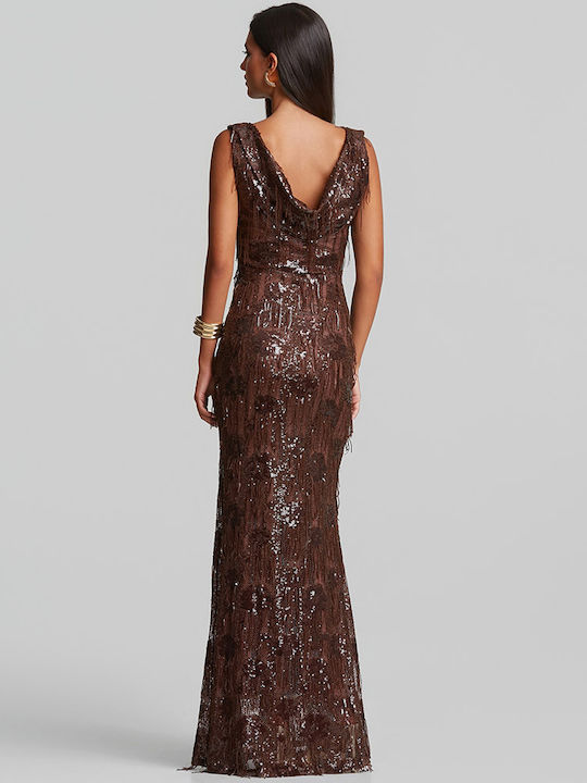 Summer Maxi Evening Shirt Dress Drape Brown