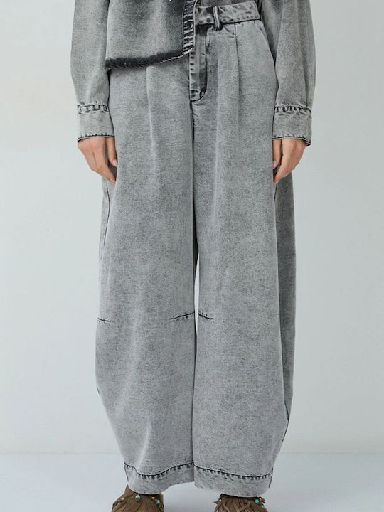 High Rise Women's Jean Pants in Regular Fit Grey