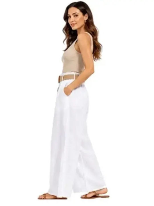 Damen Leinenhose Weiß
