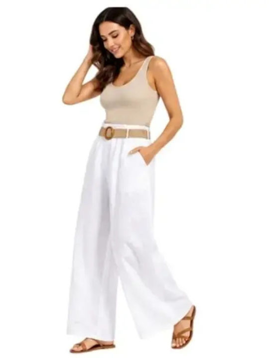 Damen Leinenhose Weiß