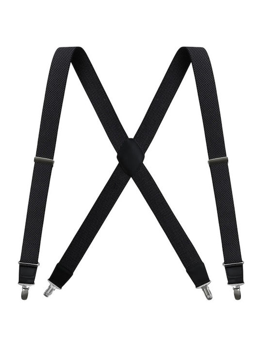 Miguel Bellido Elastic Strap Micro Motifs Col Black Men's Suspenders Leather Fastenings 3.5 Cm Black